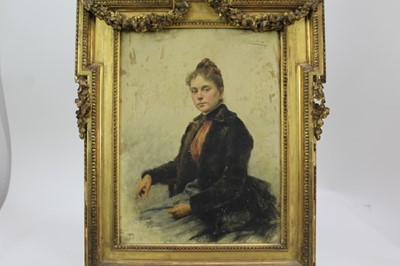 Lot 1261 - Theobald Chartran (1849-1907) oil on panel - portrait of a seated lady