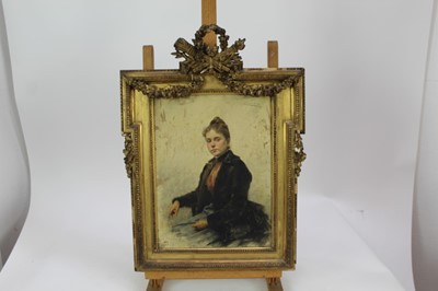Lot 1088 - Theobald Chartran (1849-1907) oil on panel - portrait of a seated lady