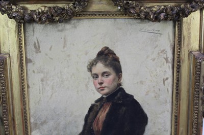 Lot 1088 - Theobald Chartran (1849-1907) oil on panel - portrait of a seated lady