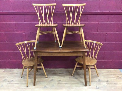 Lot 333 - Set of four Ercol dining chairs and similar table
