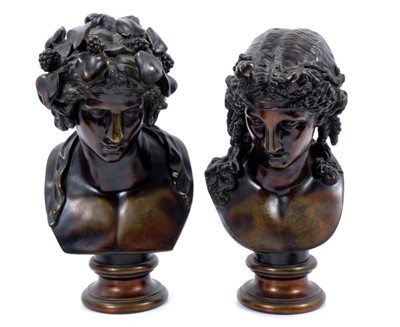 Lot 938 - Pair of 19th century Grand Tour bronze classical busts