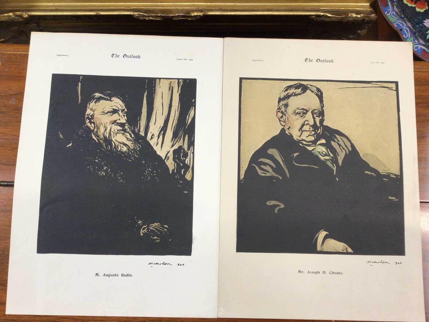 Lot 33 - Two Nicholson prints of Augusta Rodin and Choate (2)