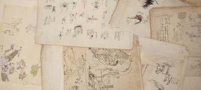 Lot 977 - Interesting group of antique Japanese drawings and prints