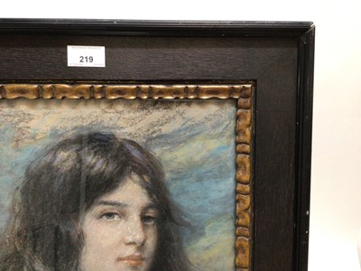 Lot 306 - Pastel portrait of a lady in glazed oak frame