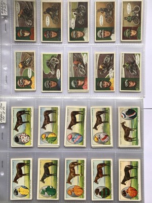 Lot 243 - Cigarette cards selection of sporting sets to include Ogdens Trick Billiards, Prominent Racehorses of 1933 (2 sets).  Players Derby and Grand National winners (2 sets), Ogdens famous Dirt-Track Rid...