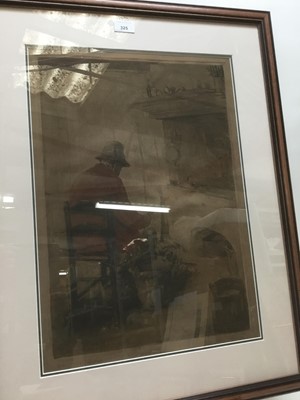 Lot 96 - Isidore Opsomer (1878-1961) etching of an interior scene, signed and inscribed, plate 52 x 37cm, frames