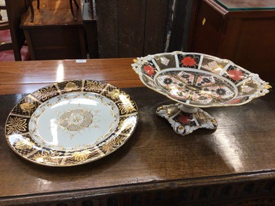 Lot 115 - Royal Crown Derby Imari pedestal dish and a hand painted gilt Duchess plate (2)