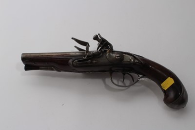 Lot 986 - Early 19th century Belgian Flintlock double barrelled officers pistol