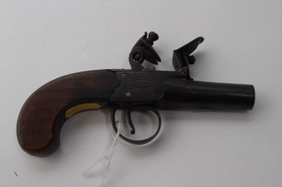 Lot 985 - Early 19th century Flintlock pocket pistol by Leech, Chelmsford