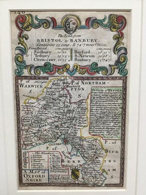Lot 109 - 18th century hand coloured engraved miniature map of Oxfordshire