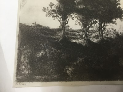 Lot 280 - After Rembrandt Harmenszoon van Rijn (1606-1669) etching 'The Three Trees'