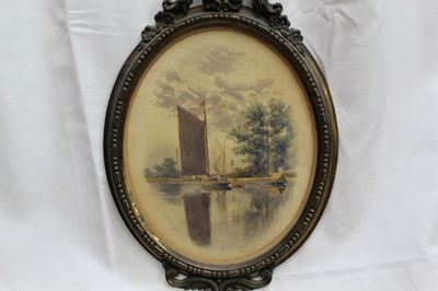 Lot 1124 - Stephen Batcheldar (1849-1932) pair of Broadland watercolours in oval frames