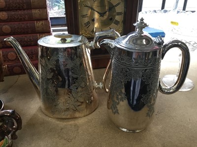 Lot 199 - Small collection of 19th century copper lustre, together with Victorian silver plated hot water jug and coffee pot