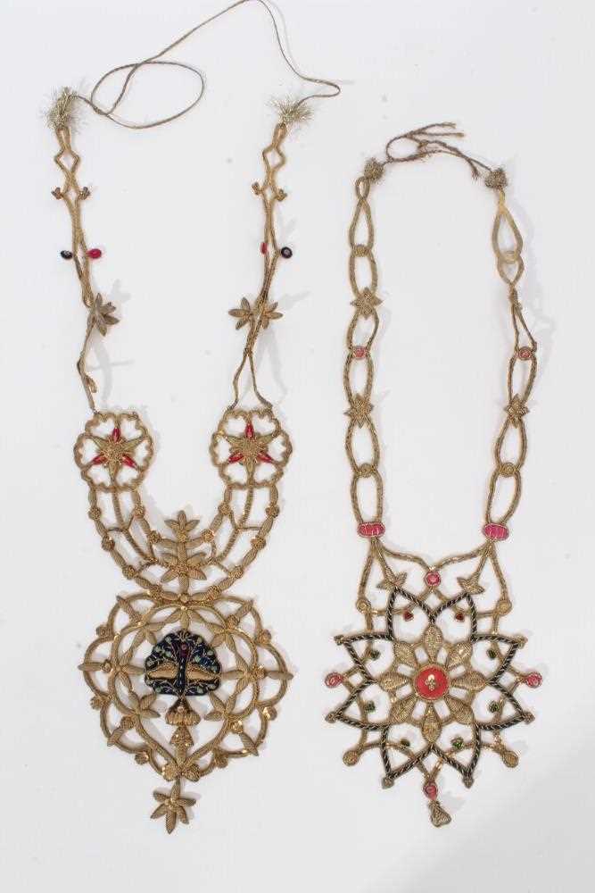 Lot 67 - Two Indian Royal Coronation / Procession decorations of embroidered bullion work