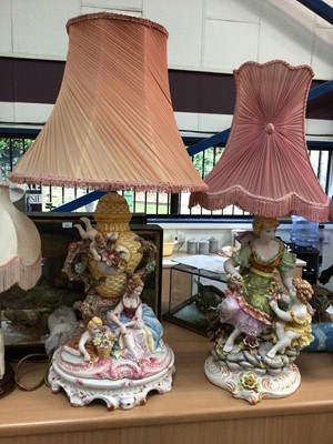 Lot 107 - Two very large Capodimonte lamps