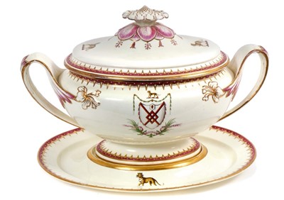 Lot 164 - Wedgwood creamware tureen and stand with armorial