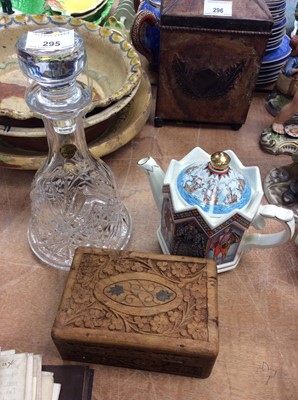 Lot 295 - Glass decanter, inlaid box and Sadler teapot