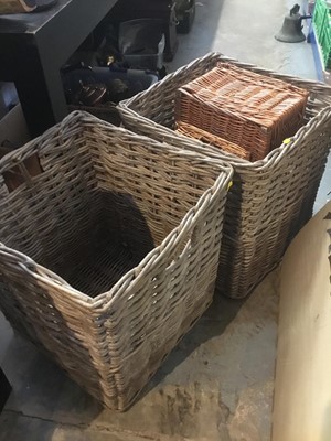 Lot 273 - Two wicker hampers and two large wicker baskets