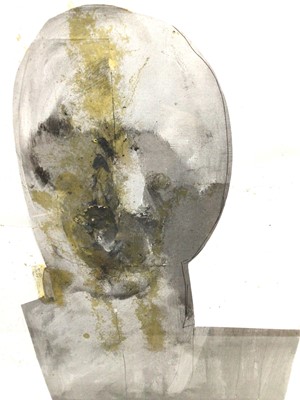 Lot 240 - John Midgeley (1935-2020) mixed media, titled 'Head'  and signed with monogram JM, dated '03