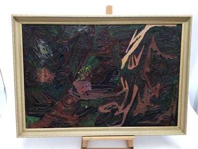 Lot 222 - 1960s/70s string painting together with a relief collage