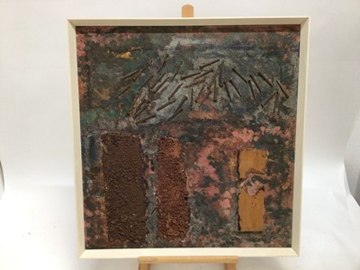 Lot 222 - 1960s/70s string painting together with a relief collage