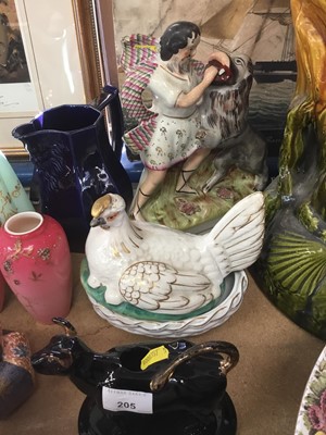 Lot 205 - Quantity of decorative china and glass to include a Victorian Staffordshire pottery figure