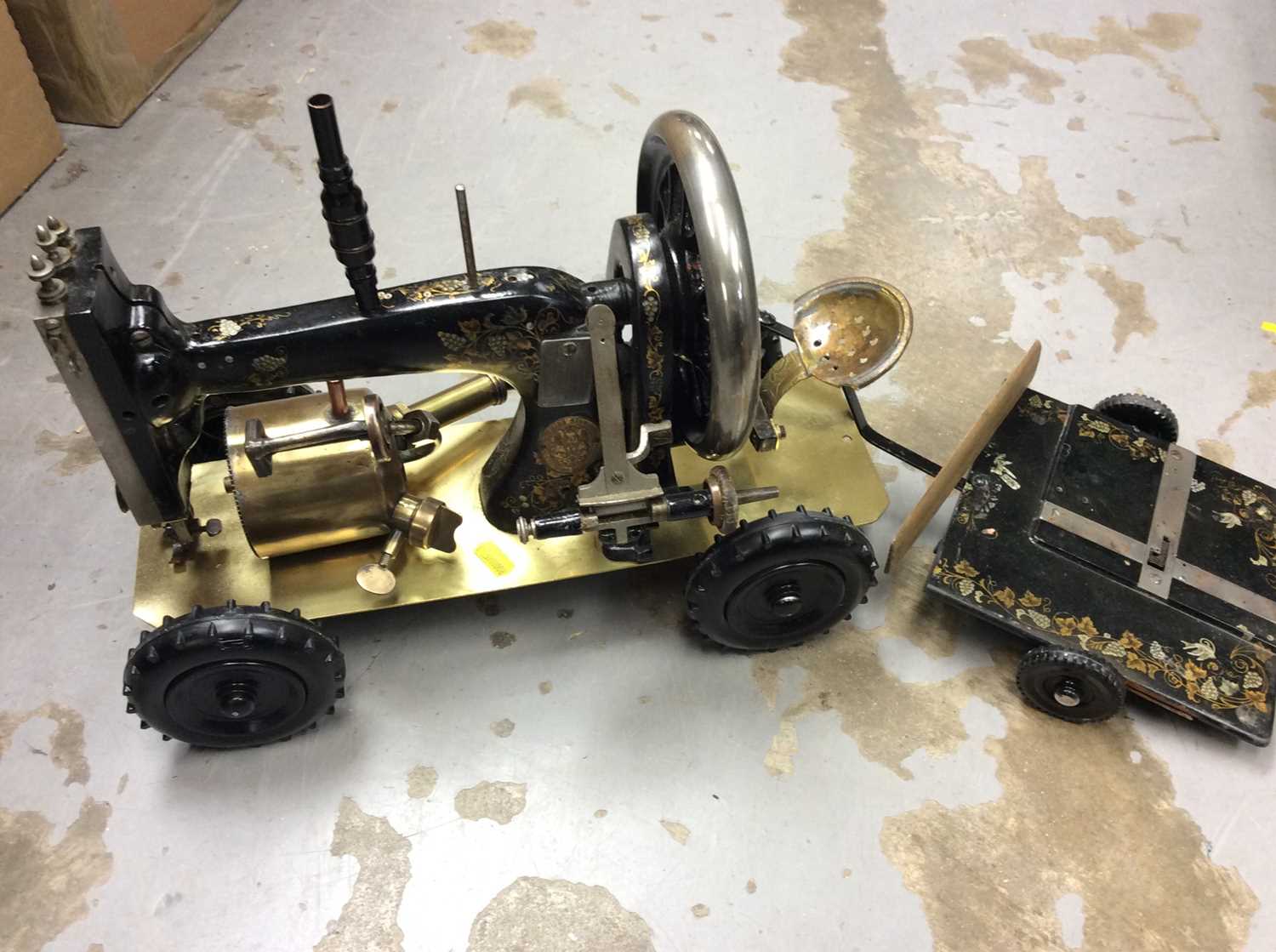 Lot 348 - Unusual steam engine, modelled from a sewing machine