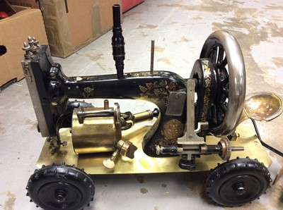 Lot 348 - Unusual steam engine, modelled from a sewing machine
