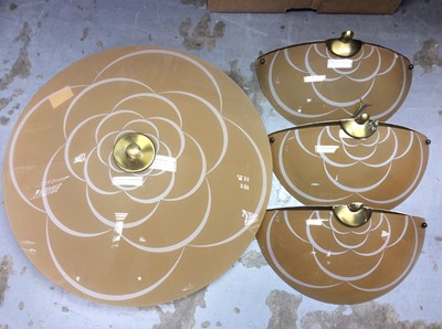 Lot 350 - Suite of 1960s lights with glass shades