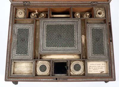 Lot 146 - 19th century Anglo-Indian sandalwood, ivory and metalware work box