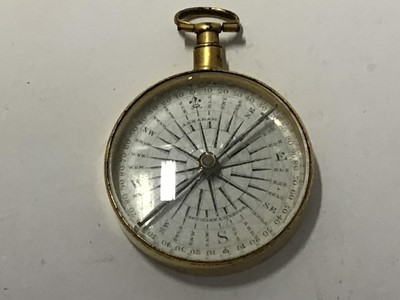 Lot 2250 - Early 19th century pocket compass in gilt case by Abraham of Liverpool