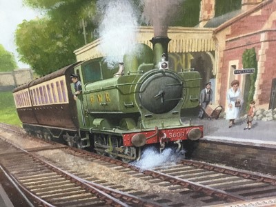 Lot 176 - R Beckwith - three oils on board, landscapes with steam trains