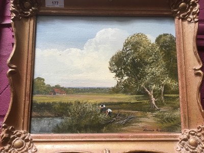 Lot 177 - Ronald Horsewell oil on canvas together with a watercolour of a Gane bird and an oil landscape in the manner of Gainsborough