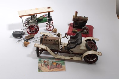 Lot 1645 - Mamod Stationary Steam Traction Engine and Roadster Car, all unboxed