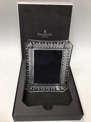 Lot 1047 - Waterford Crystal photo frame, boxed, together with a clock