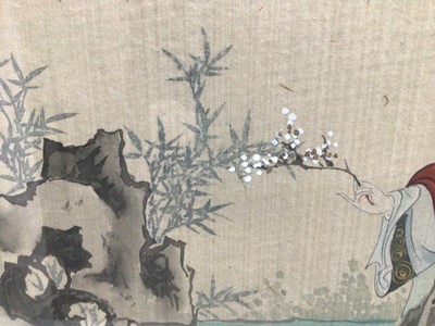 Lot 45 - Japanese painted silk picture