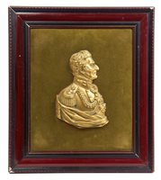 Lot 27 - Late Victorian brass relief profile plaque of...