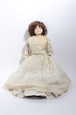 Lot 1637 - Victorian wax headed doll in period clothing