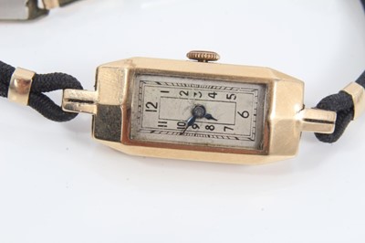 Lot 35 - Ladies' Art Deco 9ct gold cased wristwatch in Mappin & Webb box