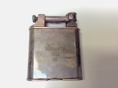 Lot 11 - Dunhill lighter with applied enamel pennant for Royal Harwich Yacht Club and presentation inscription, dated 1961