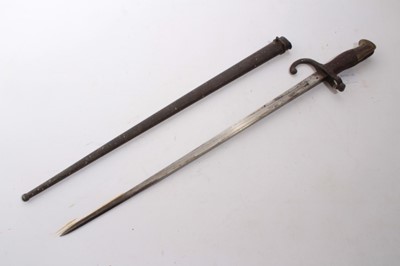 Lot 860 - First World War French 1874 pattern gras bayonet in scabbard