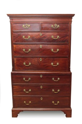 Lot 1330 - George III mahogany chest on chest