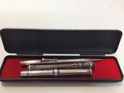 Lot 2241 - Two Sampson and Mordan silver pencils, another white metal pencil and a Yard o Lead pencil (4)