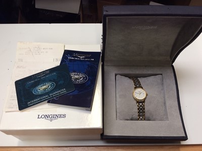 Lot 14 - Longines ladies' bi-metal wristwatch in box