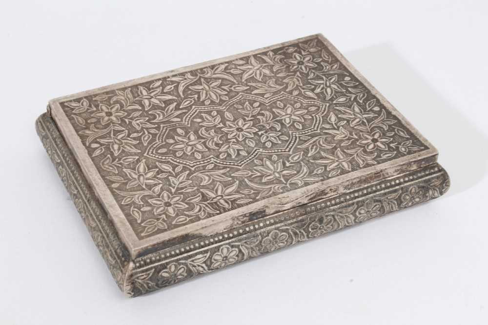 Lot 350 - Silver card box of rectangular form, with embossed and engraved floral decoration.
