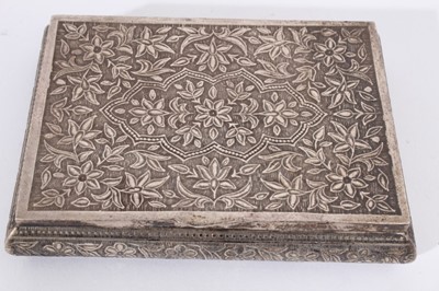 Lot 350 - Silver card box of rectangular form, with embossed and engraved floral decoration.