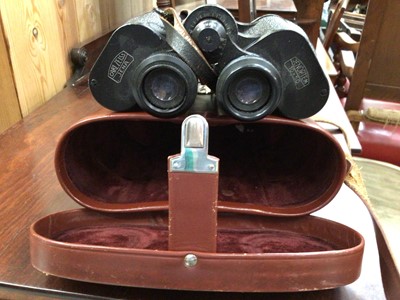 Lot 550 - Pair Carl Zeiss Jena binoculars in case, two barometers, Roberts radio, vintage games and sundries