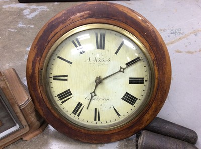 Lot 371 - 19th century wall clock, Art Deco mantel clock and a George III oak longcase (partially dismantled)