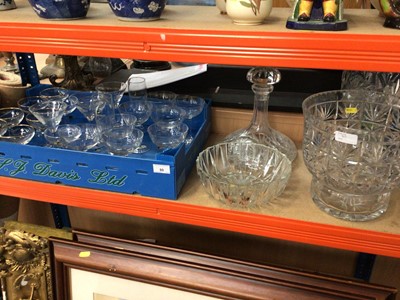 Lot 80 - Two large cut glass vases, cut glass ships decanter, 14 Babycham glasses, set 8 cut glass champagne coupes and a glass bowl