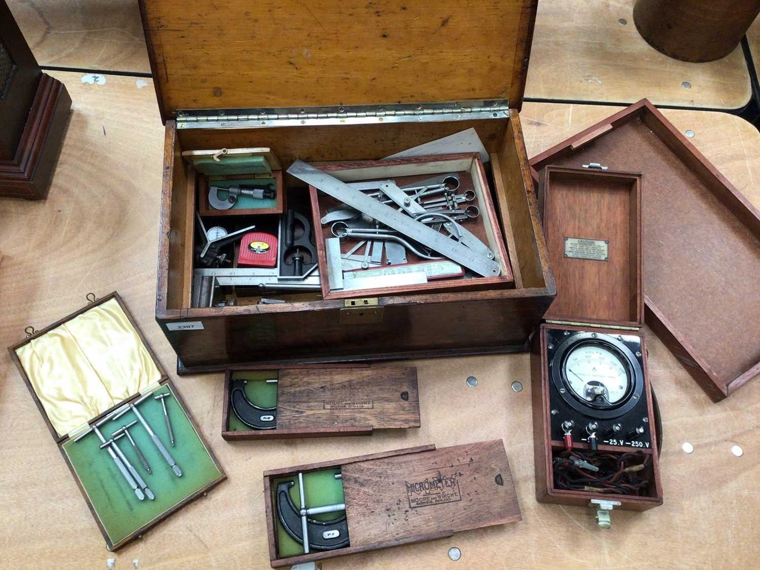 Lot 2307 Old Workbox Filled With Precision Tools